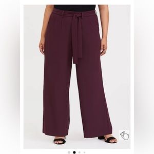 PLUS Tie Waist Burgundy Trouser